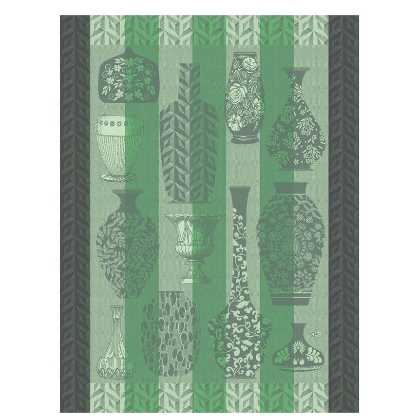 Tea towel Poteries Cotton - Green - Le Jacquard - Gaines Jewelers
