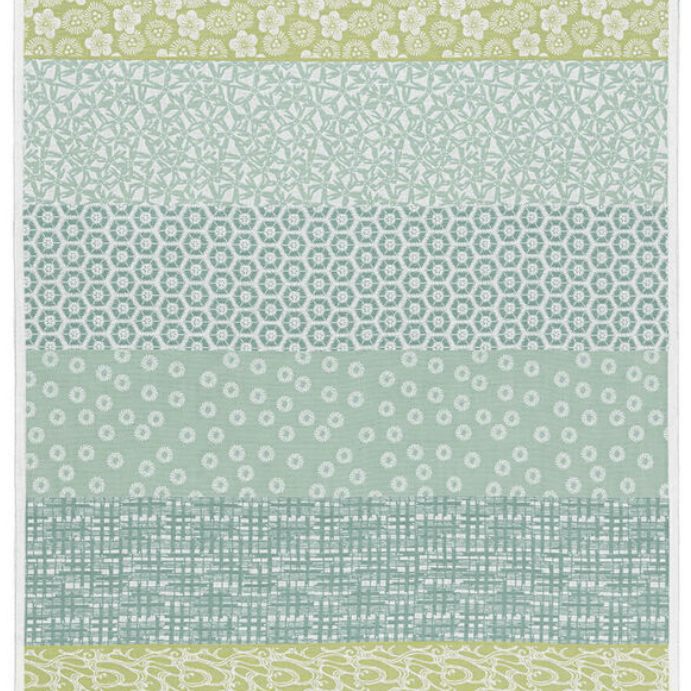 Tea Towel Wagara Cotton Green - Le Jacquard Francais - Gaines Jewelers