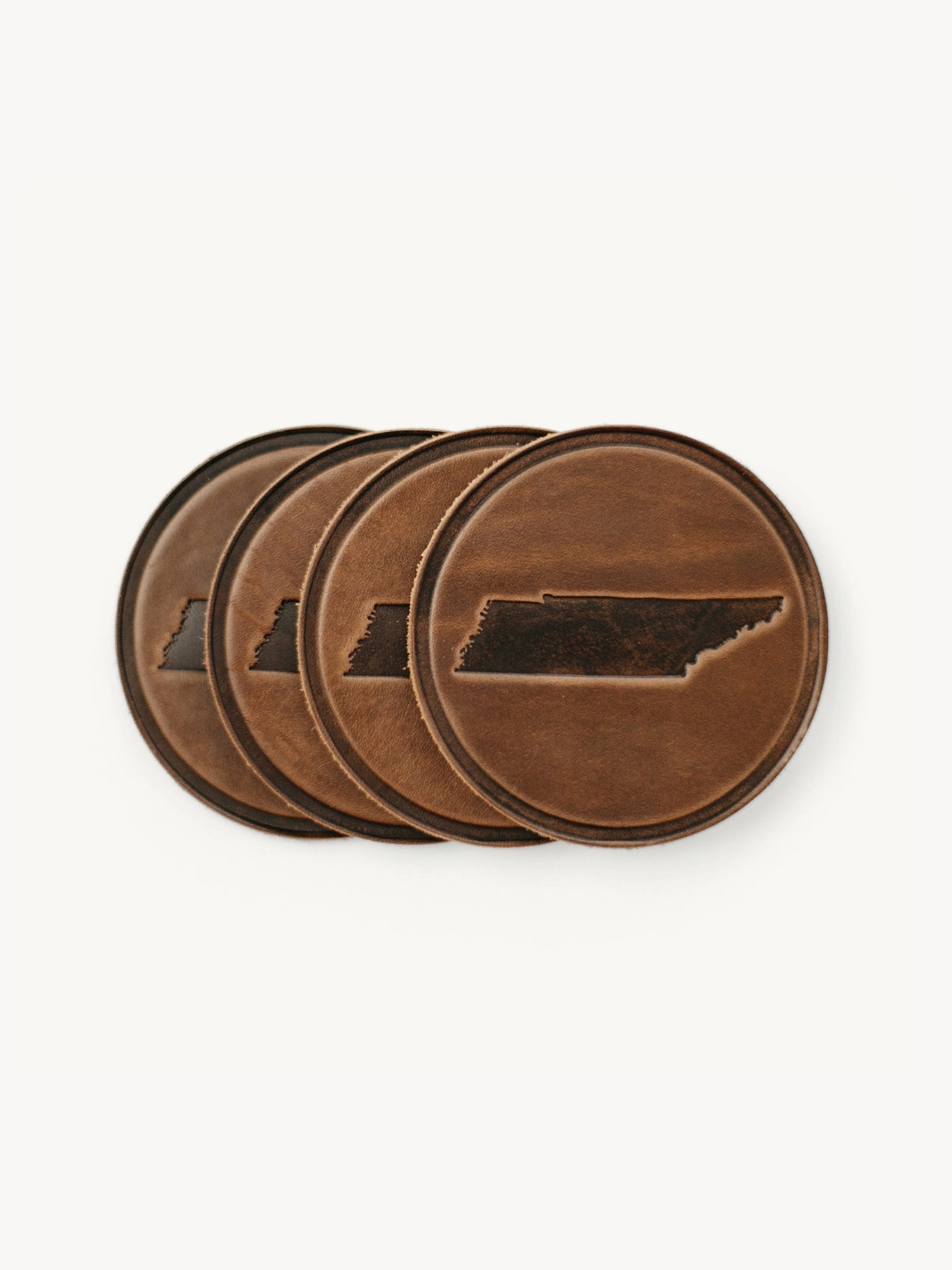 Tennessee Leather Circle Coasters - Clayton and Crume - Gaines Jewelers