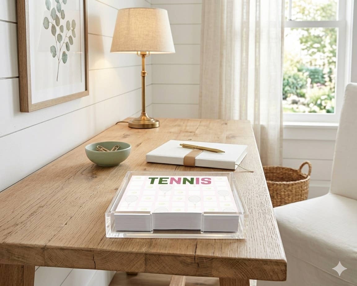 Tennis Notepad in Acrylic Holder - Maven Home - Gaines Jewelers