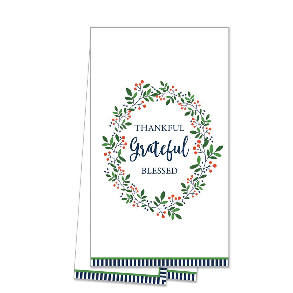 Thankful Grateful Tea Towel - WH Hostess Social Stationery - Gaines Jewelers