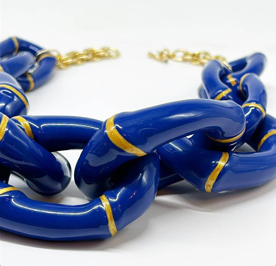 "The Michelle" - Bamboo Link Necklace - Blue- Parker Kennedy - Gaines Jewelers