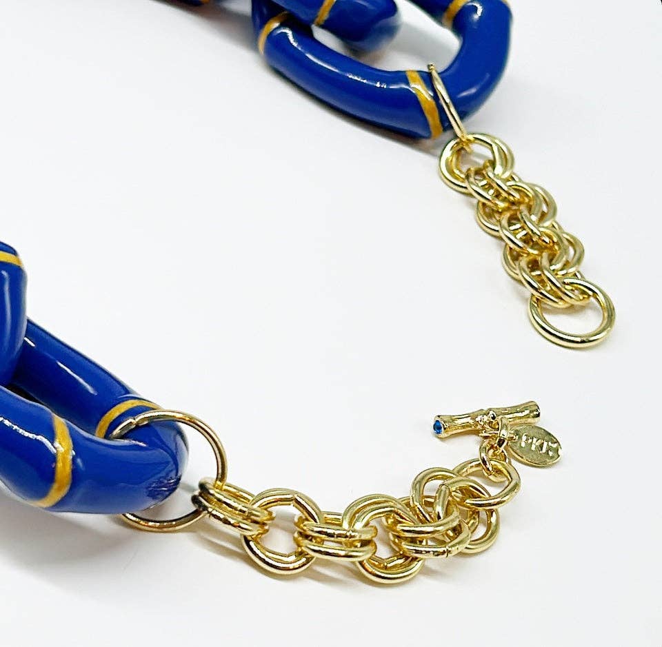 "The Michelle" - Bamboo Link Necklace - Blue- Parker Kennedy - Gaines Jewelers