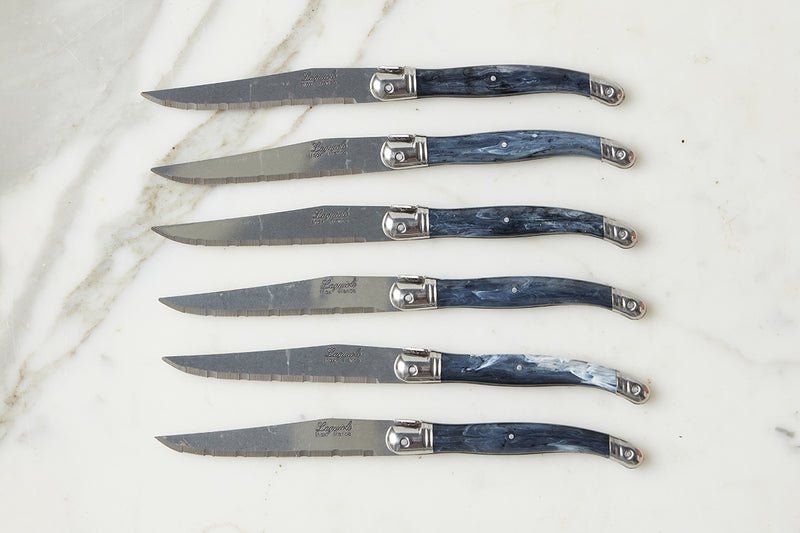 The Original French Laguiole Steak Knives, Set of 6, Wood Drawer Box, Black - EtúHOME - Gaines Jewelers