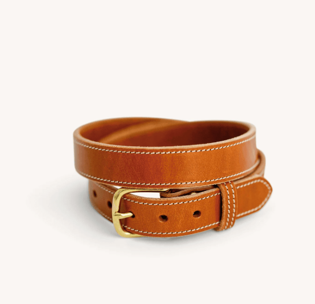 Traditional Stitched Belt - Antique Saddle - Clayton & Crume - Gaines Jewelers
