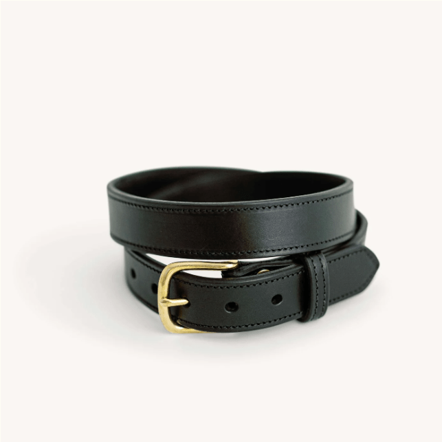 Traditional Stitched Belt - Solid Black - Clayton & Crume - Gaines Jewelers