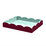 Two - Tone Scallop Tray Cherry & Eau de Nil 28 x 20cm Lacquerm - Addison Ross - Gaines Jewelers