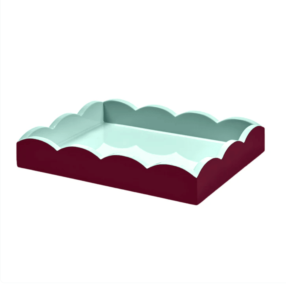 Two - Tone Scallop Tray Cherry & Eau de Nil 28 x 20cm Lacquerm - Addison Ross - Gaines Jewelers