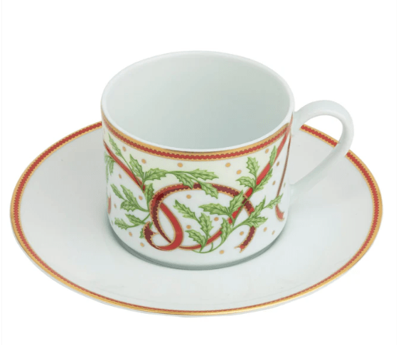 Ultra - White Winter Festival Teacup Saucer - Pickard - Gaines Jewelers