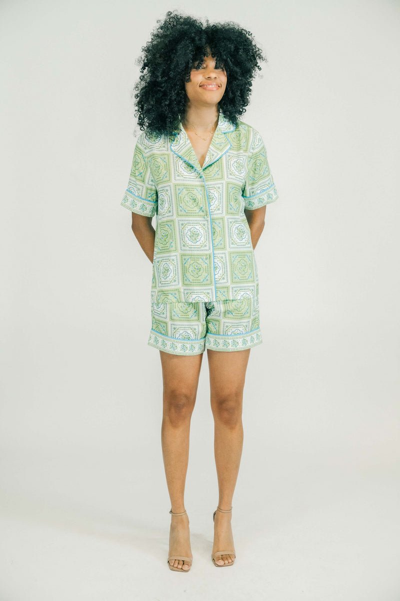 Victoria Dunn - Celine Short PJ Set - Sunny Lime - Gaines Jewelers