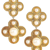 Victoria Gold and Pearl Clover Earrings - Lisi Lerch - Gaines Jewelers