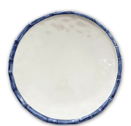 Vida Bamboo 11" Dinner Plate Set of 4 - White and Blue - Beatriz Ball - Gaines Jewelers