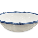 Vida Bamboo Large Salad Bowl - White and Blue - Beatriz Ball - Gaines Jewelers