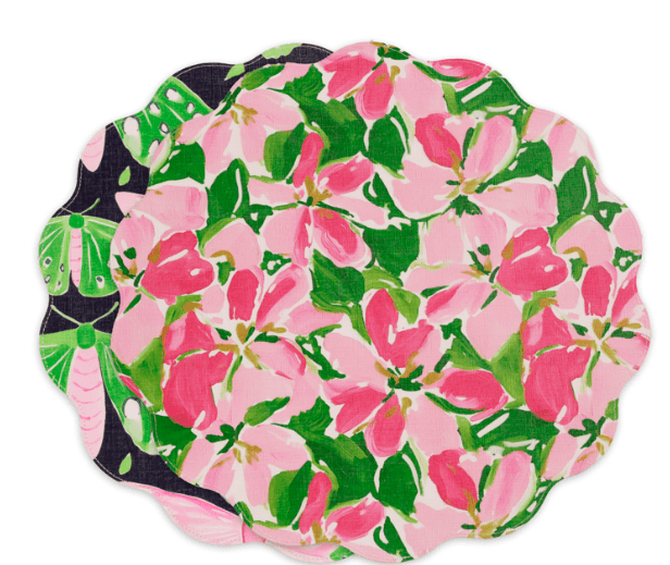 Vida Butterflies & Flowers Round Placemats Set of 4 - Reversible - Beatriz Ball - Gaines Jewelers