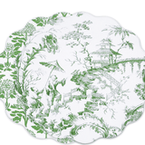 Vida Chinoiserie Reversible Round Placemats Set of 4 - Green and White - Beatriz Ball - Gaines Jewelers