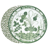 VIDA Faenza and Leopard Reversible Round Placemats Set of 4 White & Green - Beatriz Ball - Gaines Jewelers
