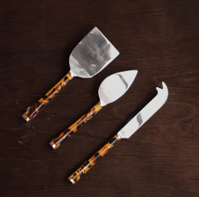 *Vida Tortoise & Gold Stainless Cheese Knife Set - Beatriz Ball - Gaines Jewelers