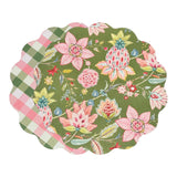 VIDA Tropical Floral and Preppy Plaid Reversible Round Placemats Set of 4 (Pink & Green) - Beatriz Ball - Gaines Jewelers