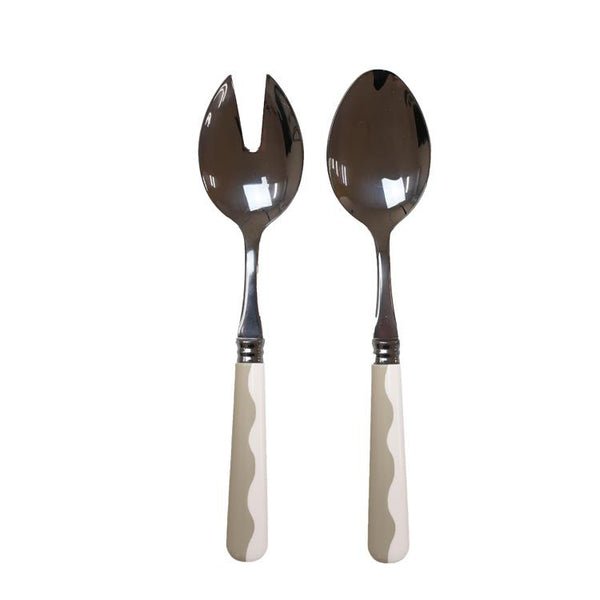 Wave Salad Servers - Cappuccino & White 2‑Piece Set - Addison Ross - Gaines Jewelers