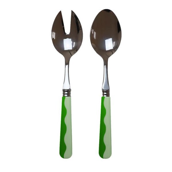 Wave Salad Servers - Leaf & Apple Green 2‑Piece Set - Addison Ross - Gaines Jewelers