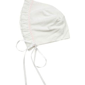 Waverly Bonnet- White with Pink Stitching - Gaines Jewelers