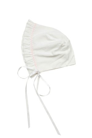 Waverly Bonnet- White with Pink Stitching - Gaines Jewelers