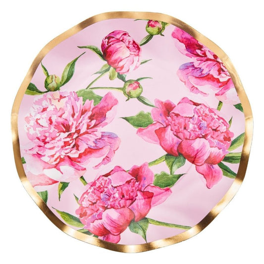 Wavy Dinner Plate Pink Peonies - Gaines Jewelers