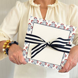 WH Hostess Social Stationery - 8.5"X8.5" 200 page SLAB Notepad | Red Floral Block Print - Gaines Jewelers