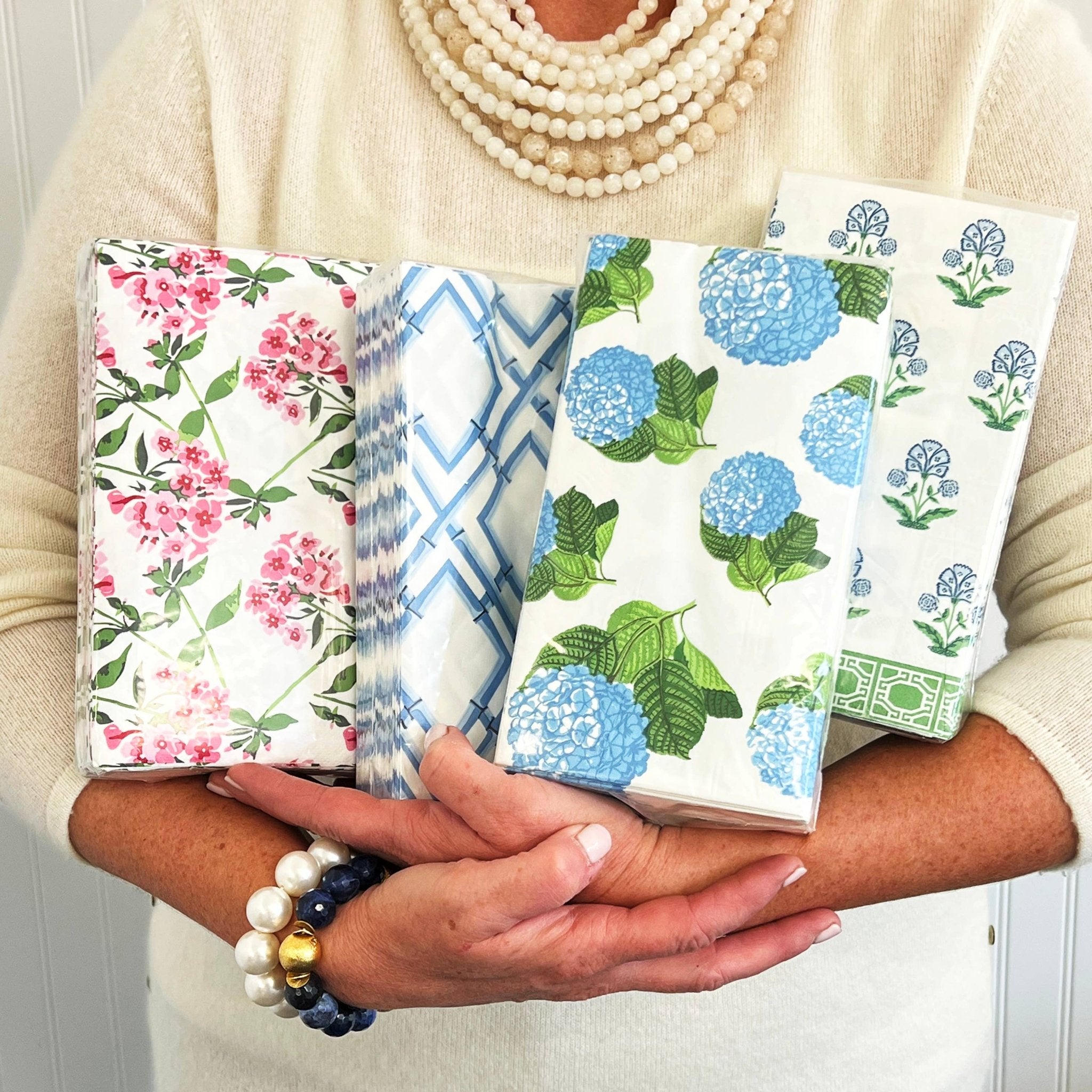 WH Hostess Social Stationery - Pink Flowers Paper Cocktail Napkins | Pack of 20 - Gaines Jewelers