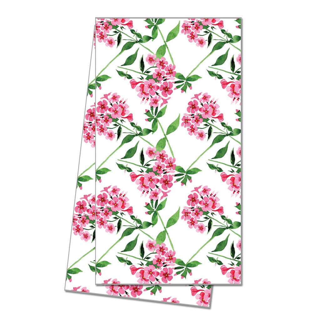 WH Hostess Social Stationery - Pink Flowers Tea Towel - Gaines Jewelers