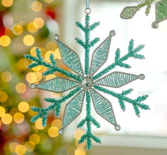 Whimsical Glass Teal Beaded Kaleidoscope Ornament - Park Hill - Gaines Jewelers