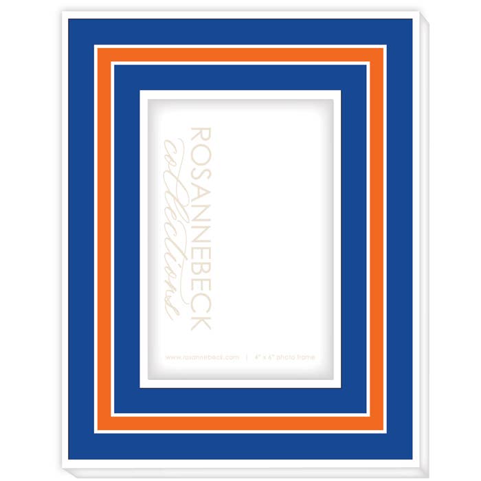 White Collegiate Blue & Orange Border 4x6 Frame - RosanneBeck Collections - Gaines Jewelers