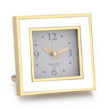 White & Gold Square Silent Alarm Clock - Addison Ross - Gaines Jewelers