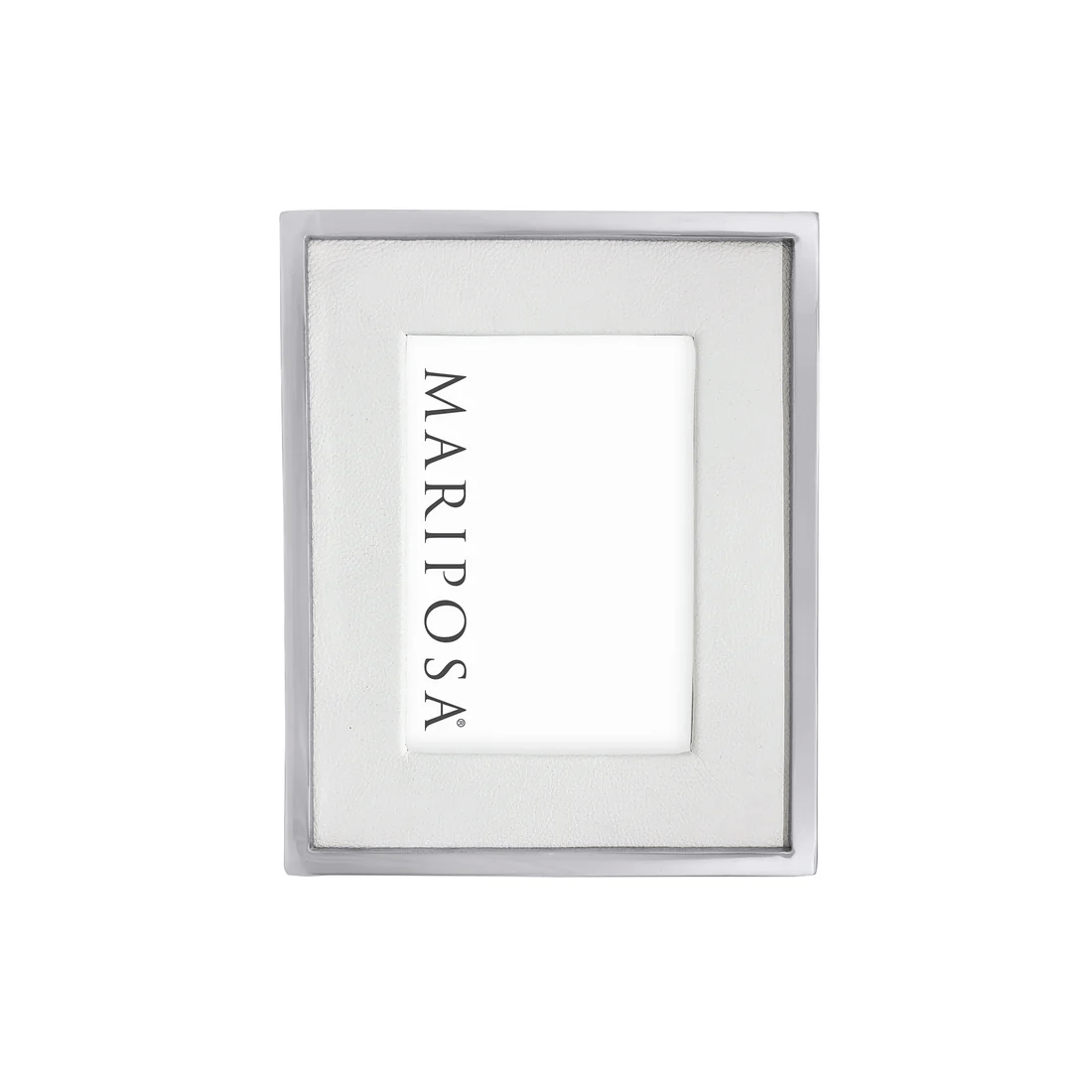 White Leather with Metal Border 5x7 Picture Frame - Mariposa - Gaines Jewelers