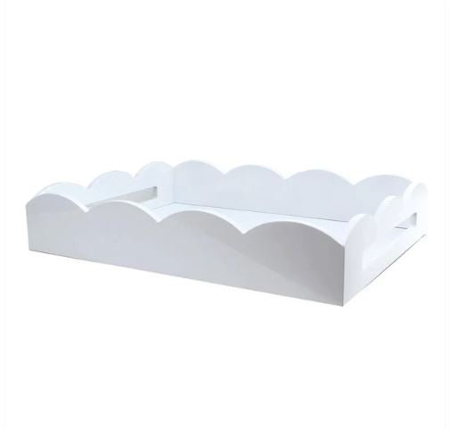 White Medium Lacquered Scallop Serving Tray - Addison Ross - Gaines Jewelers