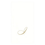 White Pearl & Gold Paper Linen Single Initial Boxed Guest Towel Napkins - I - Caspari - Gaines Jewelers