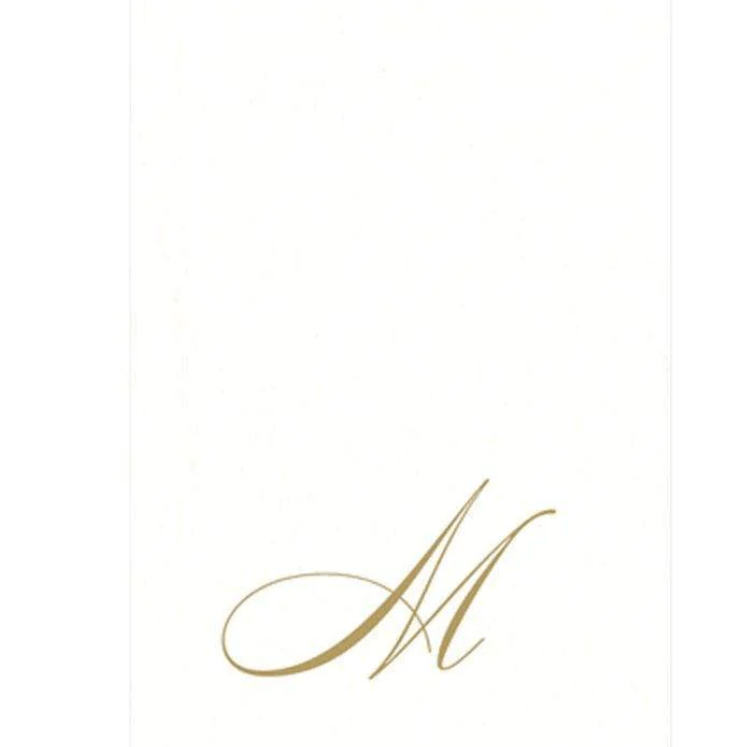 White Pearl & Gold Paper Linen Single Initial Boxed Guest Towel Napkins - M - Caspari - Gaines Jewelers