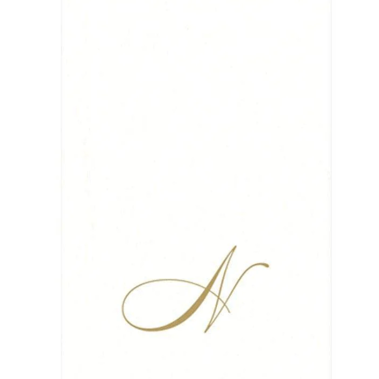 White Pearl & Gold Paper Linen Single Initial Boxed Guest Towel Napkins - N - Caspari - Gaines Jewelers