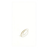 White Pearl & Gold Paper Linen Single Initial Boxed Guest Towel Napkins - O - Caspari - Gaines Jewelers