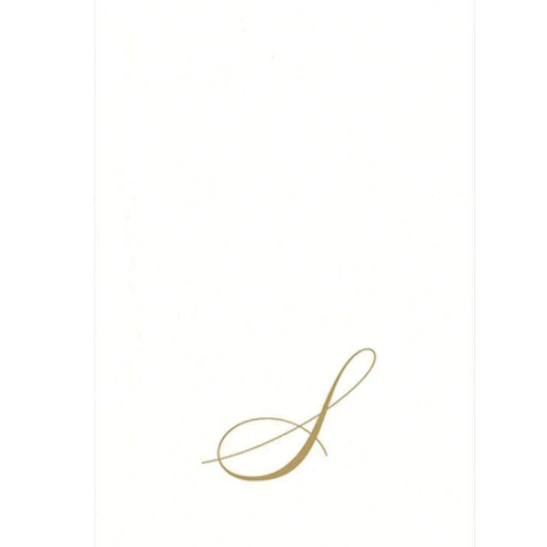 White Pearl & Gold Paper Linen Single Initial Boxed Guest Towel Napkins - S - Caspari - Gaines Jewelers