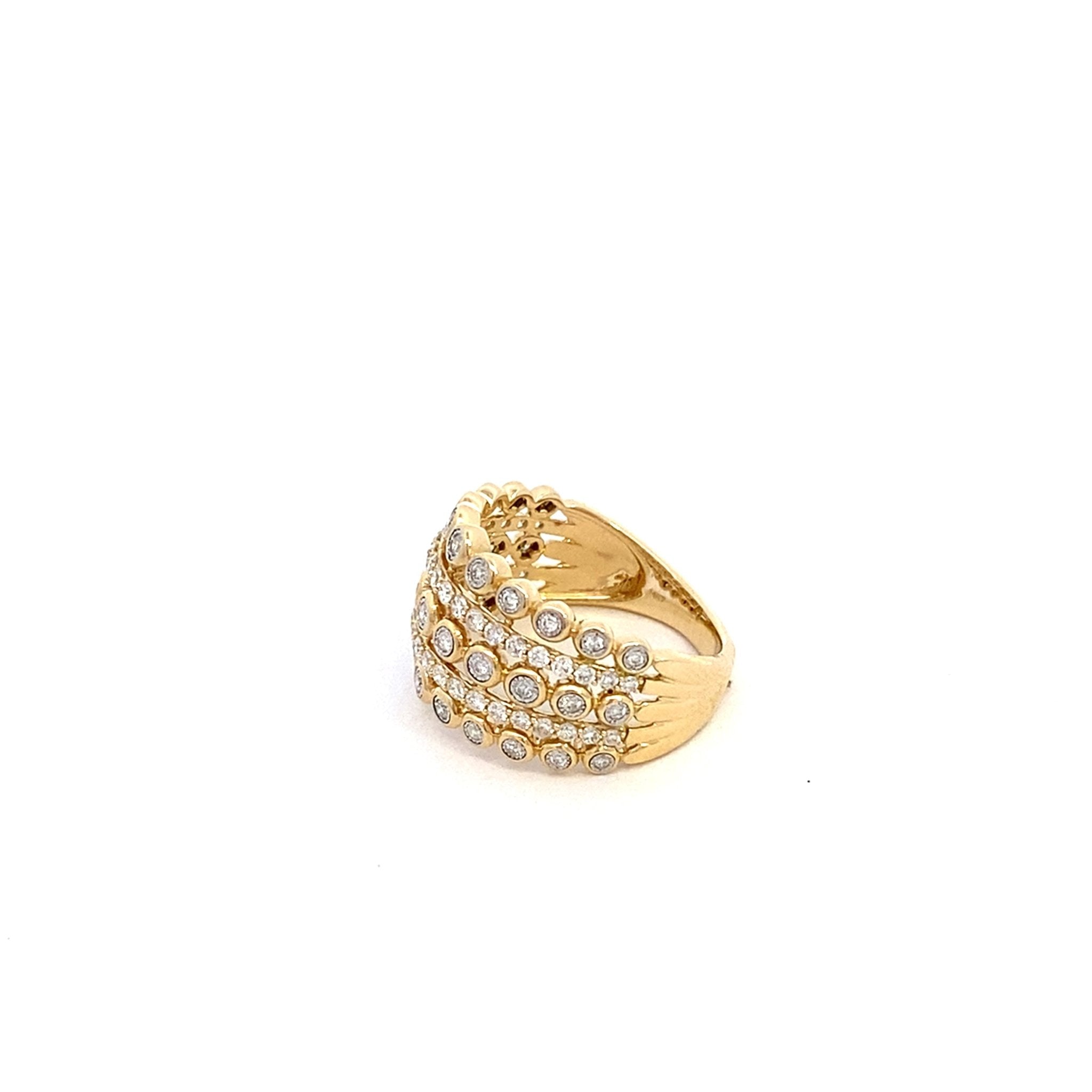 Wide band ring with 5 rows of diamonds 14kt. yellow gold by Sophia - Gaines Jewelers