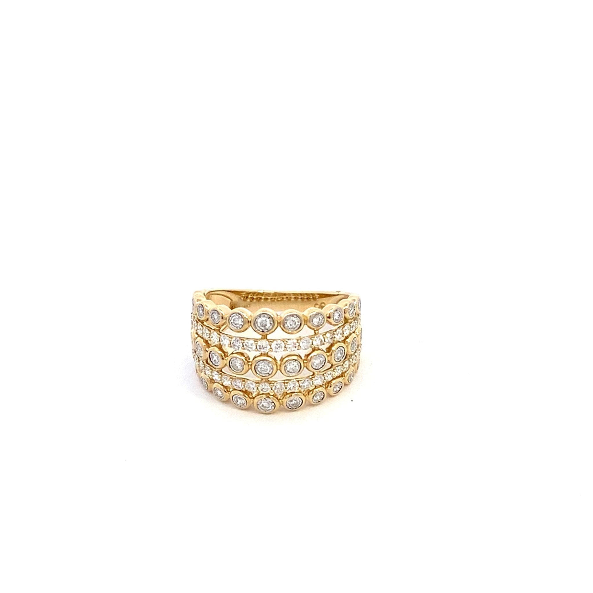 Wide band ring with 5 rows of diamonds 14kt. yellow gold by Sophia - Gaines Jewelers