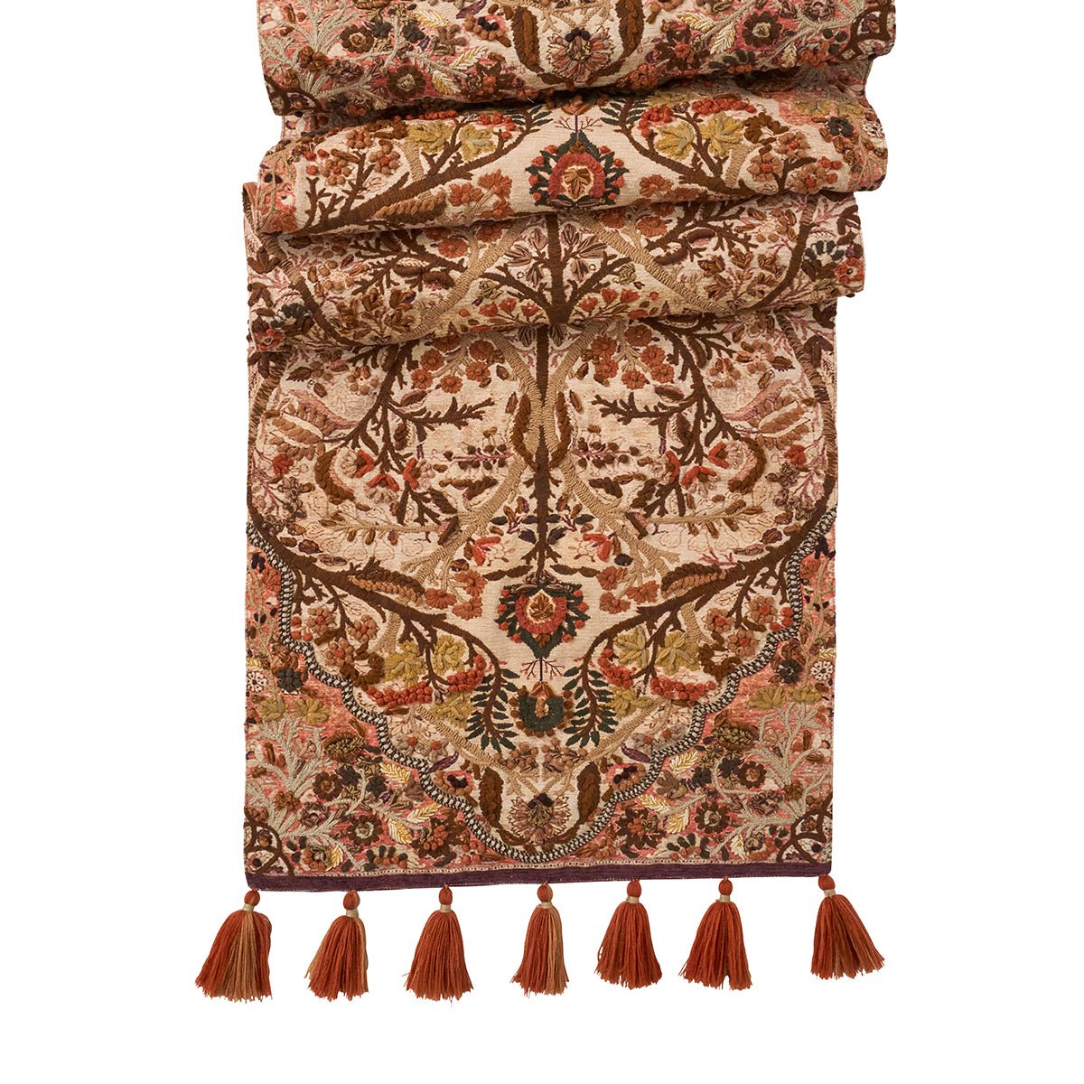 Willa Embroidered 18" x 90" Table Runner - Amber - Juliska - Gaines Jewelers