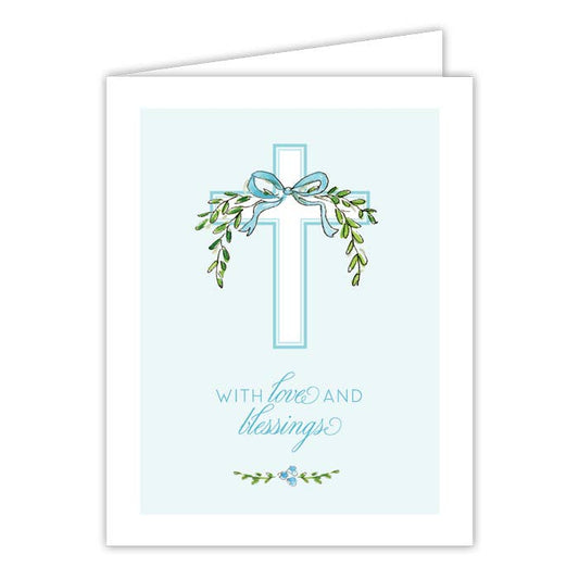 With Love And Your Blessings Blue Cross Greeting Card - RosanneBeck Collections - Gaines Jewelers