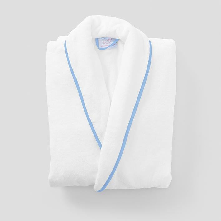 Women's Long SIgnature Robe - French Blue on White Size L - Gaines Jewelers