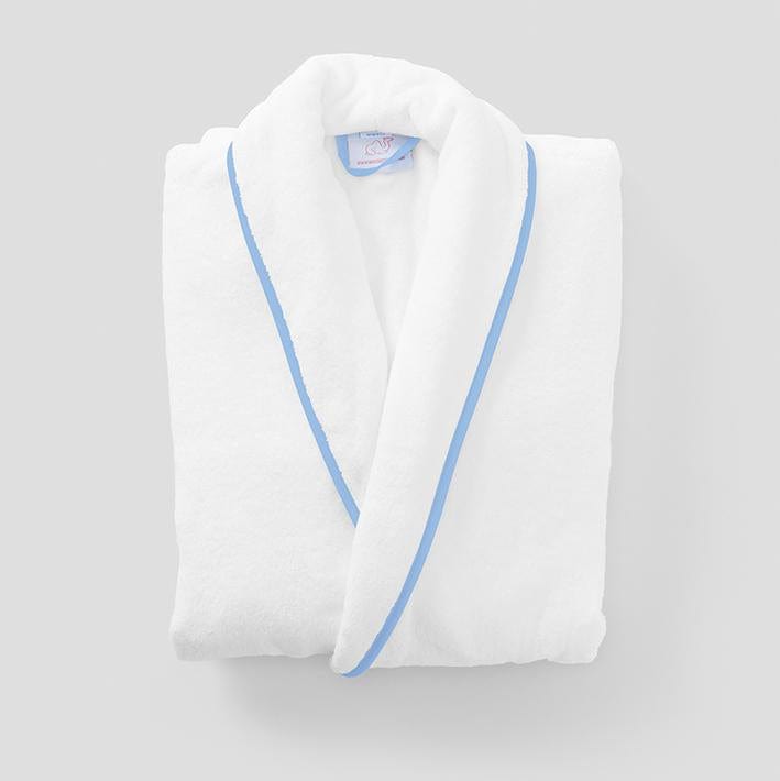 Women's Long Signature Robe - French Blue on White Size M - Gaines Jewelers