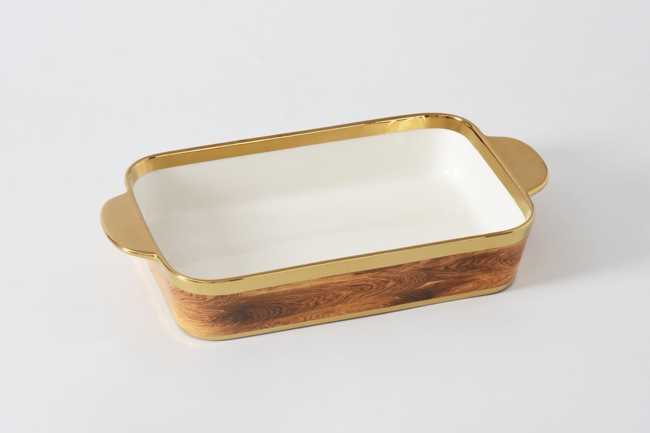 Wood and Gold Finished Rectangular Baking Dish - Pampa Bay - Gaines Jewelers