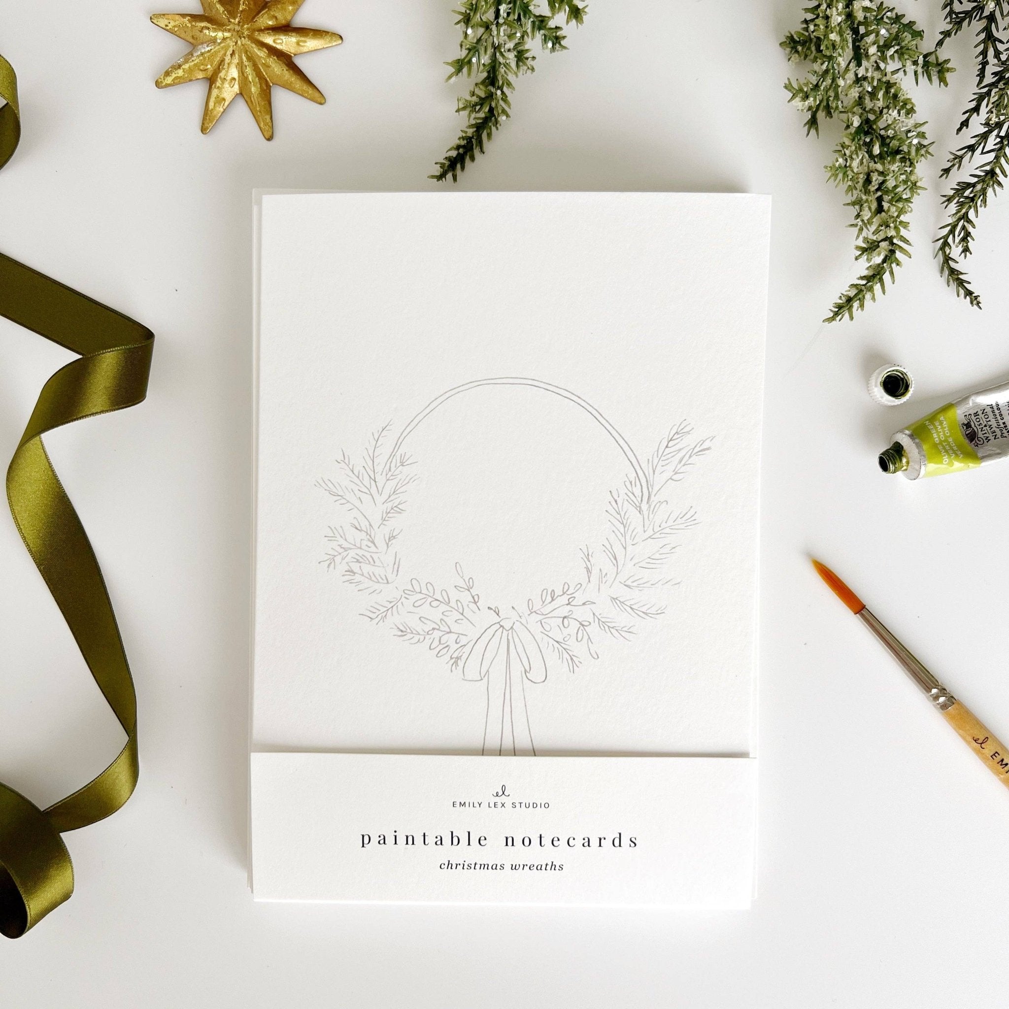 Wreaths Paintable Notecards - emily lex studio - Gaines Jewelers