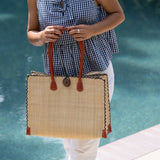 Zafran Solid Straw Beach Bag Fuchsia / Large - Shebobo - Gaines Jewelers