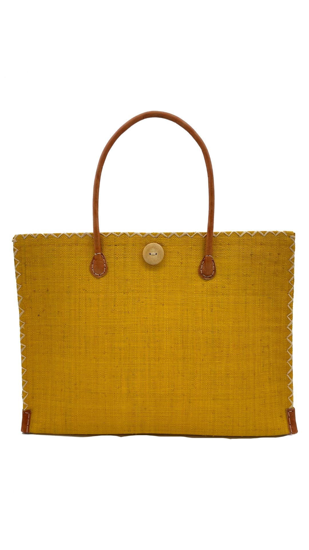 Zafran Solid Straw Beach Bag with Plastic Liner - Saffron Large - Shebobo - Gaines Jewelers